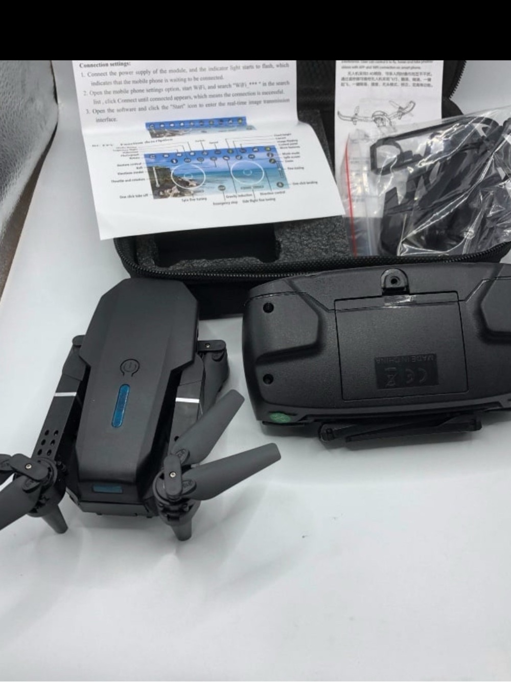 Compact Black Foldable Camera Drone with Remote Controller